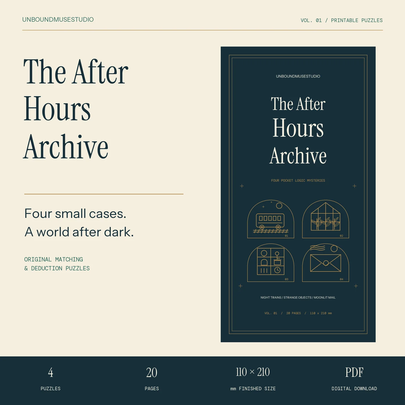 After Hours Archive — Printable pocket logic puzzle booklet product preview