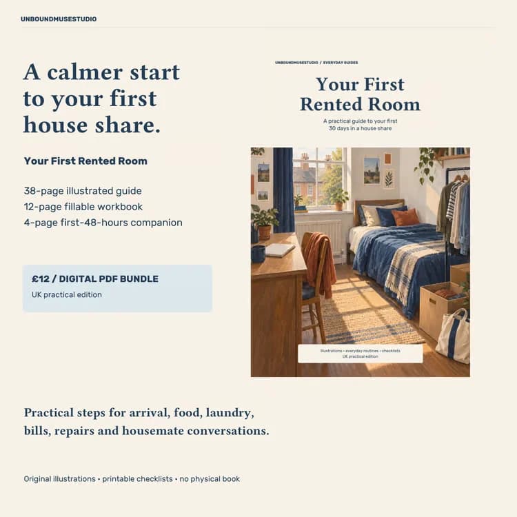 Your First Rented Room — Illustrated moving-in guide & workbook product preview