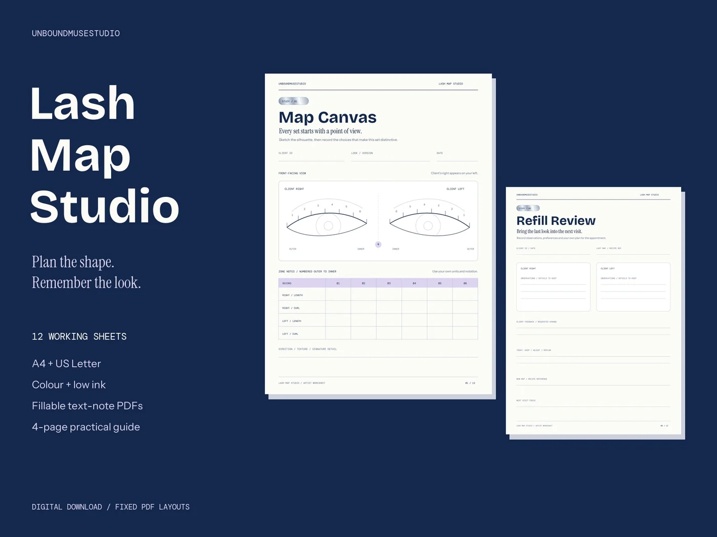 Lash Map Studio — Lash mapping templates & refill review sheets product preview