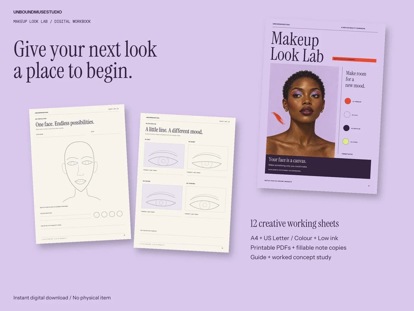 Makeup Look Lab — Makeup face charts & look planning worksheets product preview