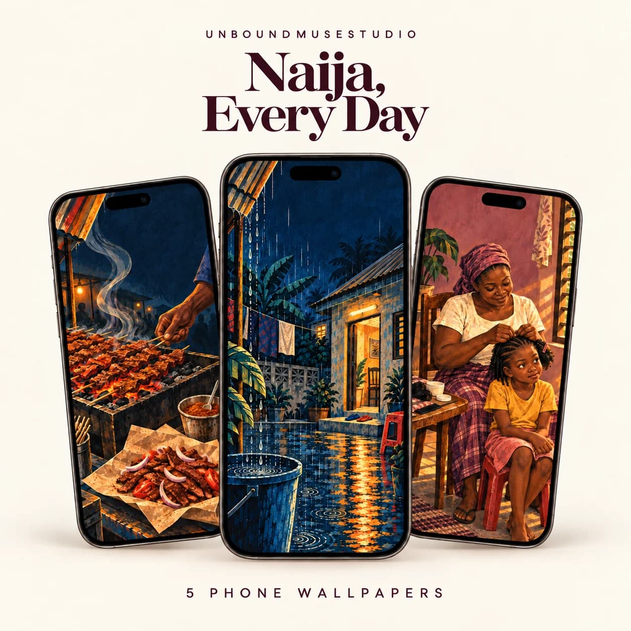 Naija, Every Day — Five Nigerian art phone wallpapers product preview