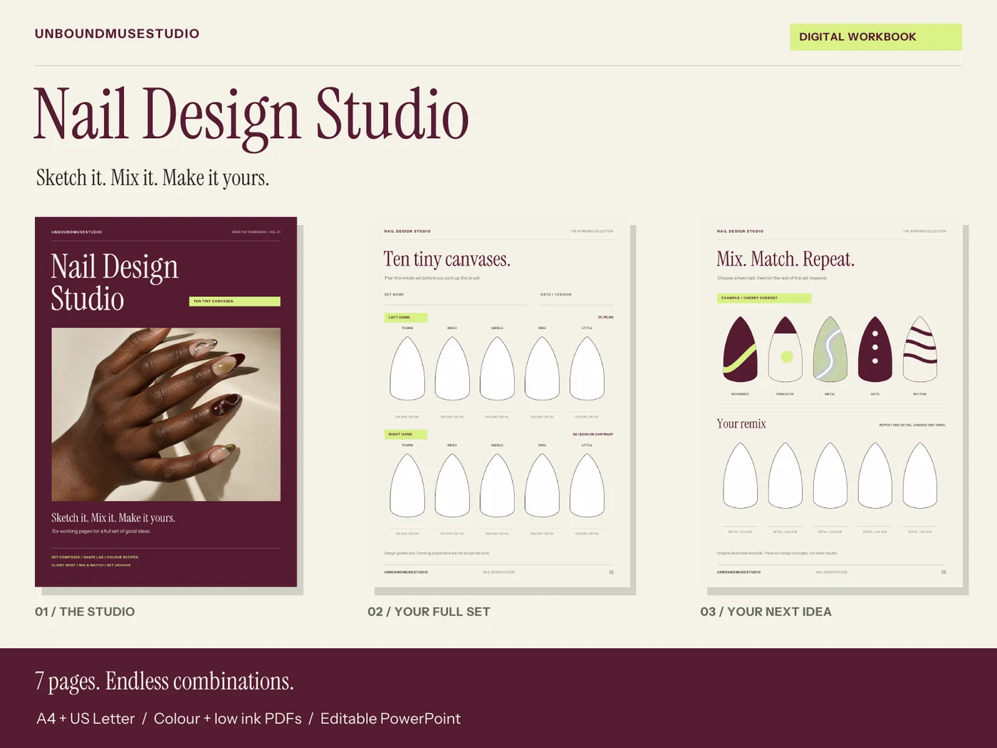 Nail Design Studio — Nail art planner & editable design worksheets product preview